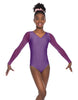Solid Lycra Mesh LS V Neck Leotard Gymnastics
