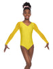 Solid Lycra Mesh LS V Neck Leotard Gymnastics
