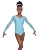 Solid Lycra Mesh LS V Neck Leotard Gymnastics