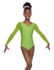 Solid Lycra Mesh LS V Neck Leotard Gymnastics