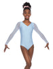 Solid Lycra Mesh LS V Neck Leotard Gymnastics