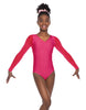 Solid Lycra Mesh LS V Neck Leotard Gymnastics