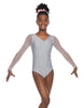 Solid Lycra Mesh LS V Neck Leotard Gymnastics