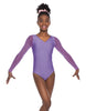 Solid Lycra Mesh LS V Neck Leotard Gymnastics