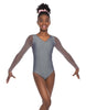 Solid Lycra Mesh LS V Neck Leotard Gymnastics