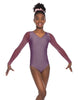 Solid Lycra Mesh LS V Neck Leotard Gymnastics