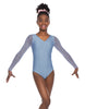 Solid Lycra Mesh LS V Neck Leotard Gymnastics