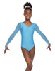 Solid Lycra Mesh LS V Neck Leotard Gymnastics