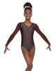 Solid Lycra Mesh LS V Neck Leotard Gymnastics