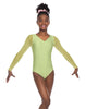 Solid Lycra Mesh LS V Neck Leotard Gymnastics