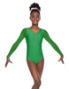 Solid Lycra Mesh LS V Neck Leotard Gymnastics