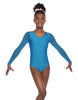 Solid Lycra Mesh LS V Neck Leotard Gymnastics