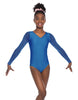 Solid Lycra Mesh LS V Neck Leotard Gymnastics