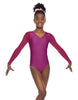 Solid Lycra Mesh LS V Neck Leotard Gymnastics