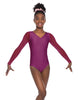 Solid Lycra Mesh LS V Neck Leotard Gymnastics