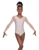 Solid Lycra Mesh LS V Neck Leotard Gymnastics