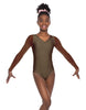 Solid Lycra Mesh LS V Neck Leotard Gymnastics