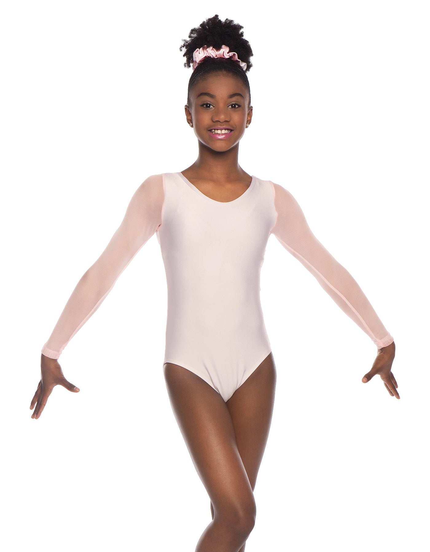 Solid Lycra Mesh LS Round Neck Leotard Gymnastics
