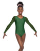 Solid Lycra Mesh LS Round Neck Leotard Gymnastics