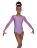 Solid Lycra Mesh LS Round Neck Leotard Gymnastics