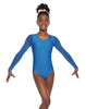 Solid Lycra Mesh LS Round Neck Leotard Gymnastics