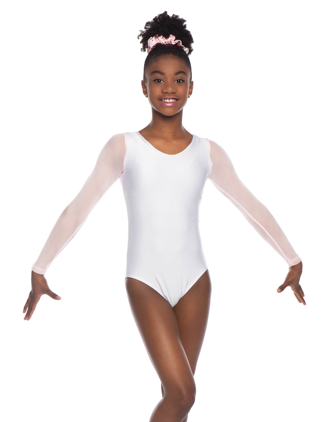 Solid Lycra Mesh LS Round Neck Leotard Gymnastics
