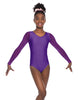 Solid Lycra Mesh LS Round Neck Leotard Gymnastics