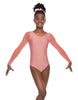 Solid Lycra Mesh LS Round Neck Leotard Gymnastics