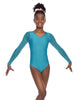 Solid Lycra Mesh LS Round Neck Leotard Gymnastics