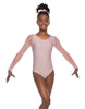 Solid Lycra Mesh LS Round Neck Leotard Gymnastics