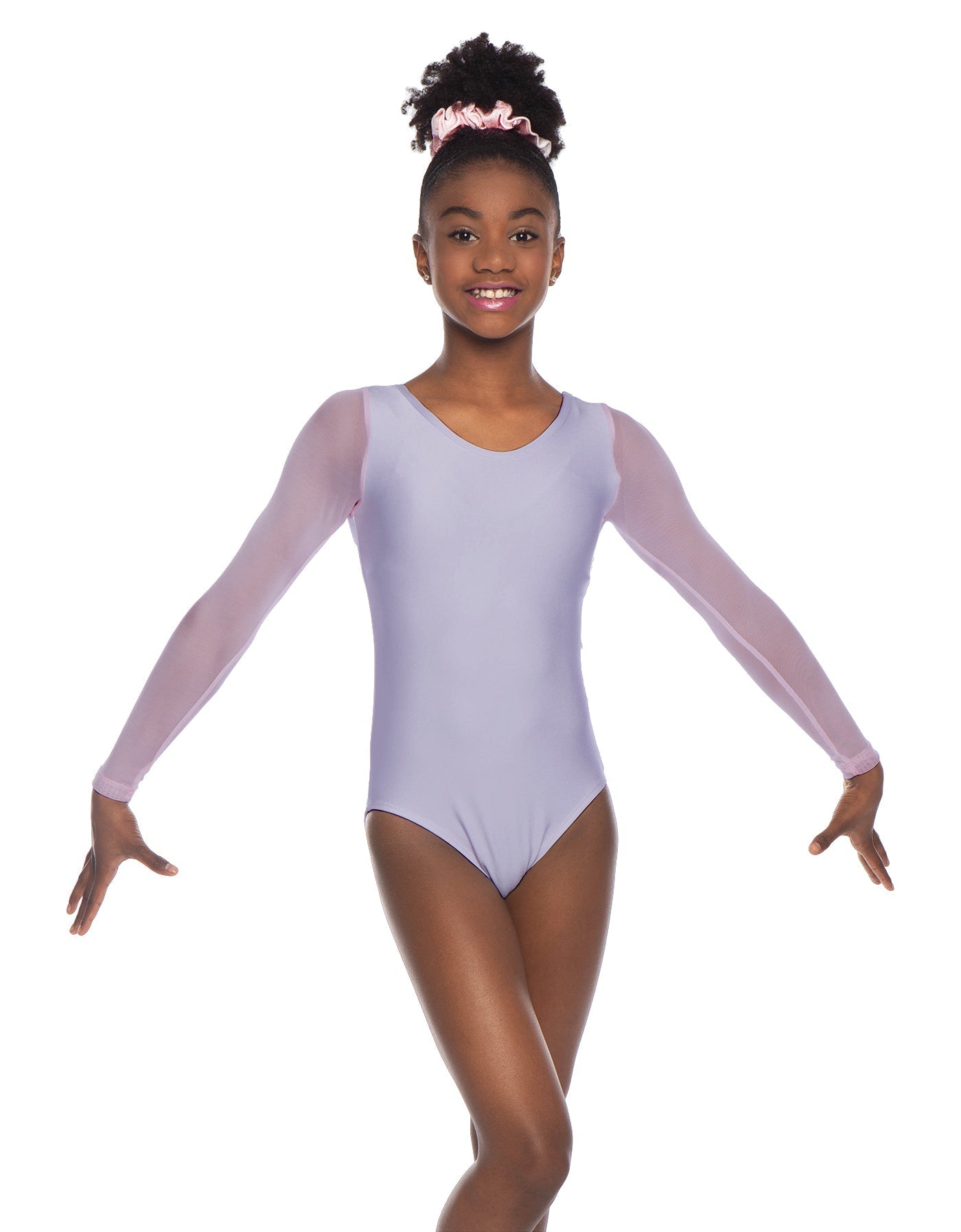 Solid Lycra Mesh LS Round Neck Leotard Gymnastics