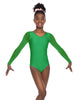 Solid Lycra Mesh LS Round Neck Leotard Gymnastics