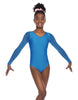 Solid Lycra Mesh LS Round Neck Leotard Gymnastics