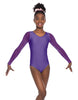 Solid Lycra Mesh LS Round Neck Leotard Gymnastics
