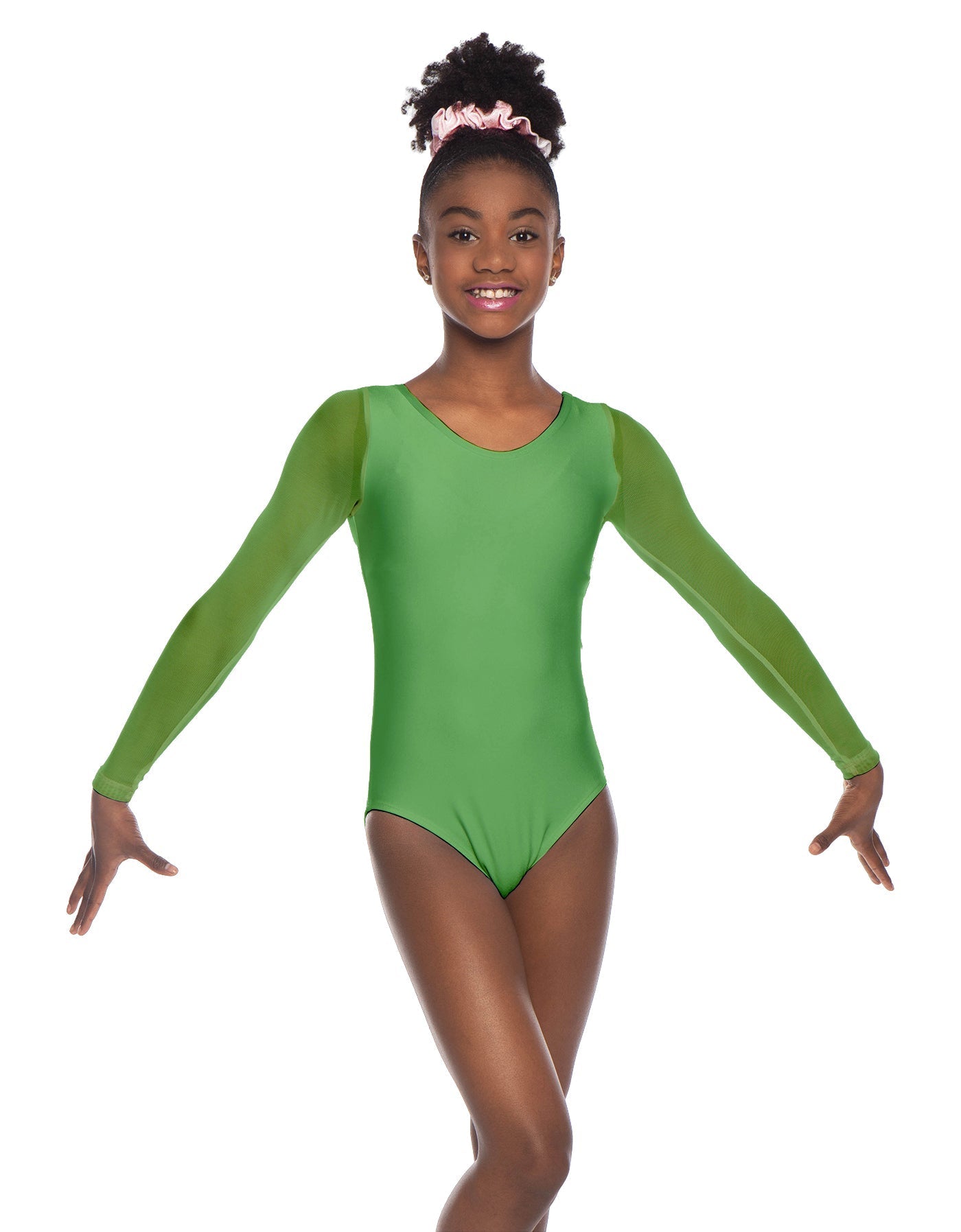 Solid Lycra Mesh LS Round Neck Leotard Gymnastics