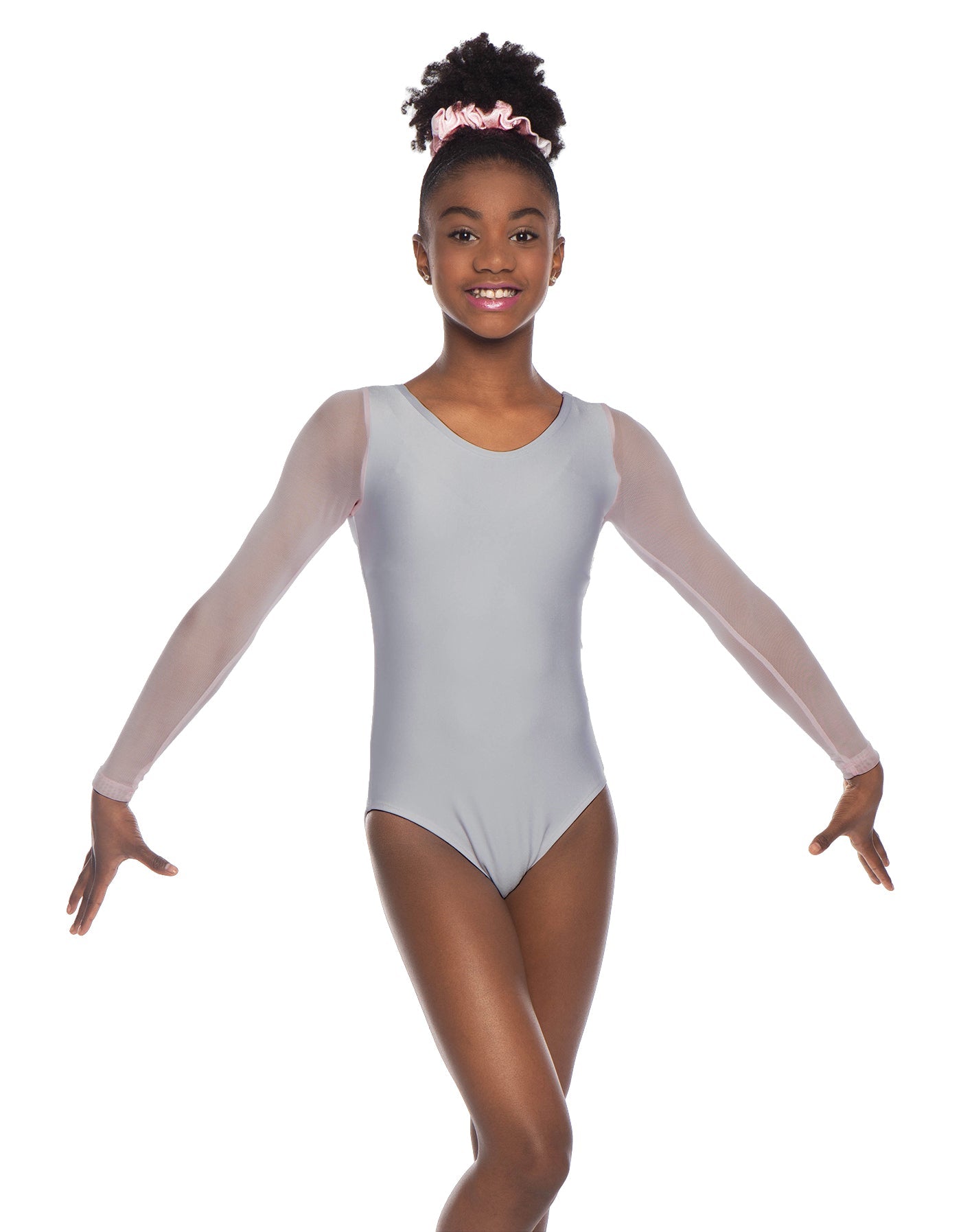 Solid Lycra Mesh LS Round Neck Leotard Gymnastics
