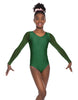 Solid Lycra Mesh LS Round Neck Leotard Gymnastics