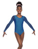 Solid Lycra Mesh LS Round Neck Leotard Gymnastics