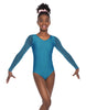 Solid Lycra Mesh LS Round Neck Leotard Gymnastics
