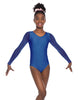 Solid Lycra Mesh LS Round Neck Leotard Gymnastics