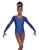 Solid Lycra Mesh LS Round Neck Leotard Gymnastics