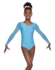 Solid Lycra Mesh LS Round Neck Leotard Gymnastics