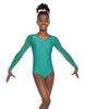 Solid Lycra Mesh LS Round Neck Leotard Gymnastics