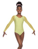 Solid Lycra Mesh LS Round Neck Leotard Gymnastics