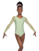 Solid Lycra Mesh LS Round Neck Leotard Gymnastics
