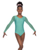 Solid Lycra Mesh LS Round Neck Leotard Gymnastics