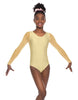 Solid Lycra Mesh LS Round Neck Leotard Gymnastics