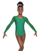 Solid Lycra Mesh LS Round Neck Leotard Gymnastics