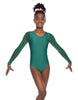 Solid Lycra Mesh LS Round Neck Leotard Gymnastics