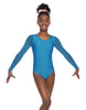 Solid Lycra Mesh LS Round Neck Leotard Gymnastics